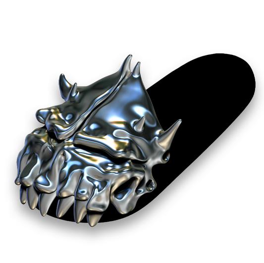 Scull Slippers - Silver (Preorder)